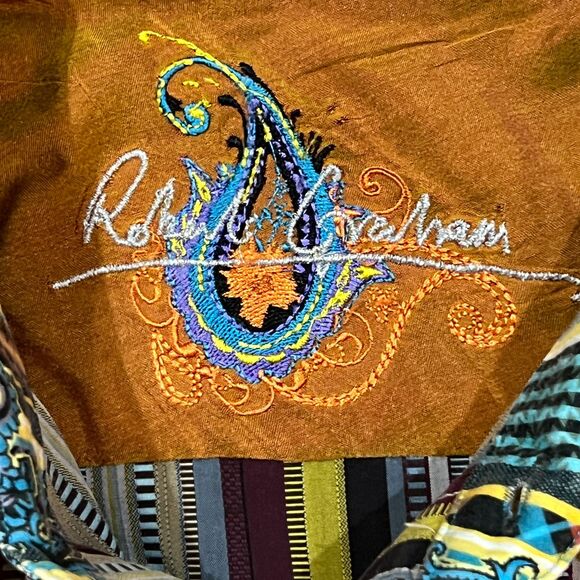 Robert Graham Multicolor Long Sleeve Bright Loud Colorful Dress Shirt Mens Large - Picture 6 of 10